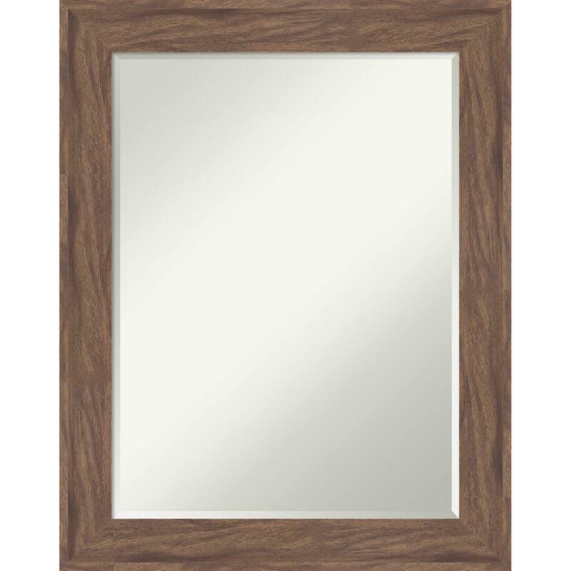 Pia Half-Inch-Bevel Framed Wall Mirror - Pia Medium Brown - 23 x 29 in