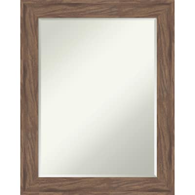 Pia Half-Inch-Bevel Framed Wall Mirror - Pia Medium Brown - 23 x 29 in