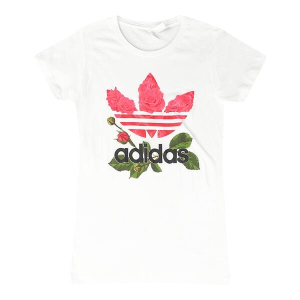Shop Adidas Classic Logo Roses Design Trefoil Women S White T Shirt Overstock 17065388