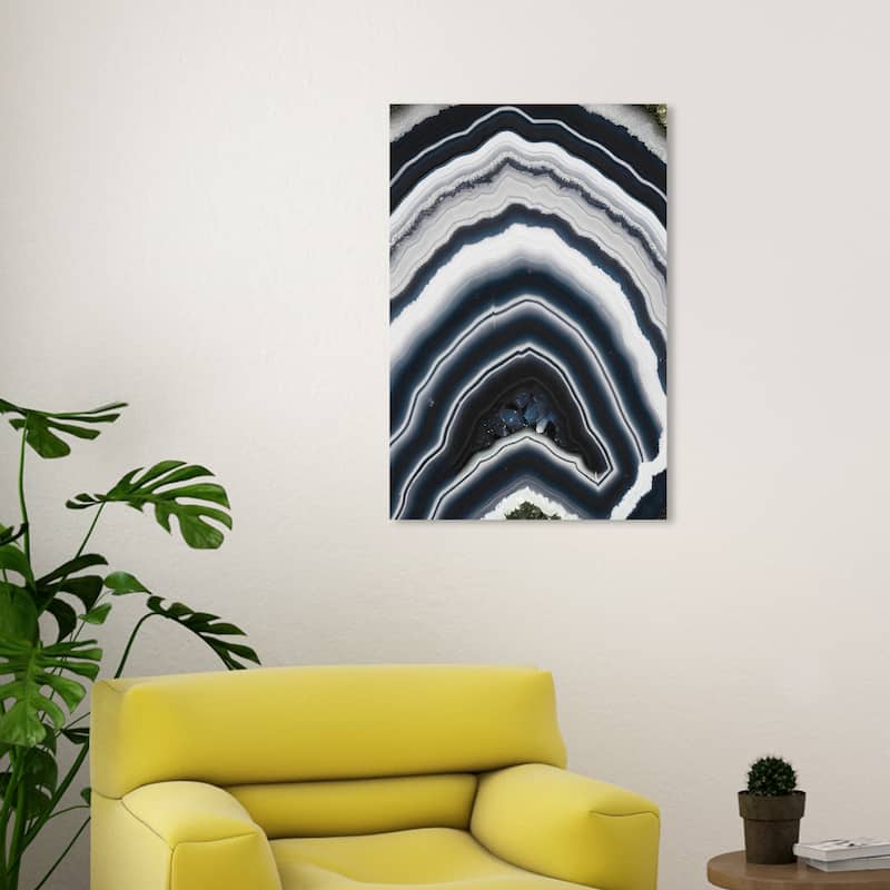 Wynwood Studio Canvas Abstract Marbled Geode Glassed Black and Light Gray Modern & Contemporary Wall Art Canvas Print - 30 x 20