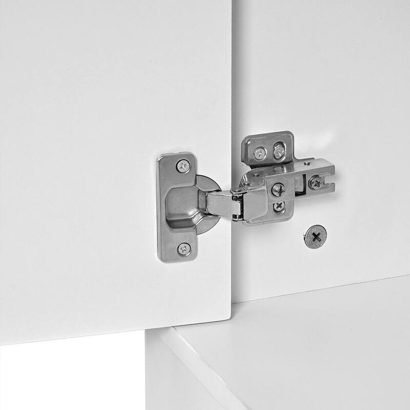 Hall Tree with Sliding Door Bench Cushion Silver Handle Storage Cabinet