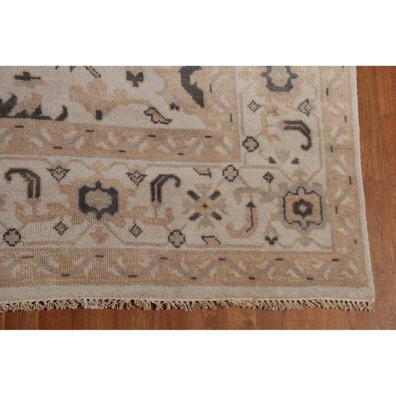 All-Over Floral Oushak Indian Area Rug Handmade Wool Carpet - 9'0" x 11'9"