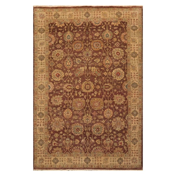 slide 2 of 10, Hand Knotted Brown New Zealand Wool Oriental Area Rug(6x9) - 5' 11'' x 8' 11''