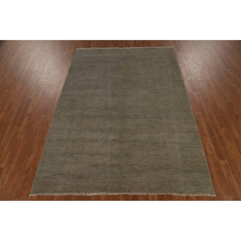 Gabbeh Modern Area Rug Handmade Green Oriental Wool Carpet - 5'7" x 8'0"