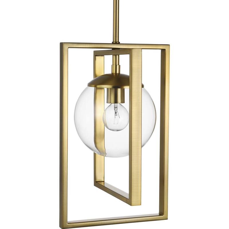 Atwell Collection One-Light Brushed Bronze Clear Glass Luxe Pendant Light - 11.500" x 16.000" x 10.500"