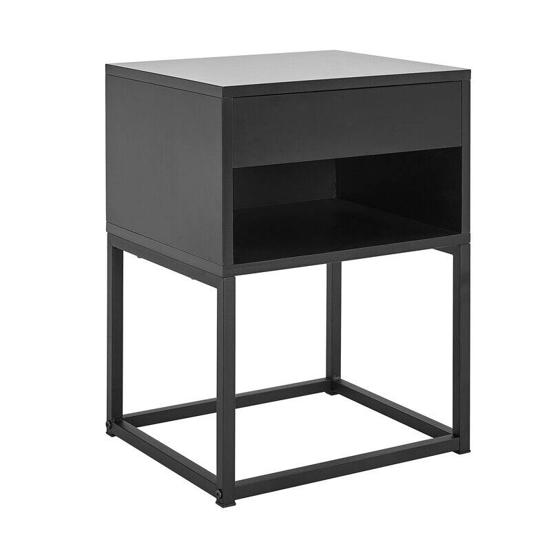 BIKAHOM Simple End Table with Drawer and Shelf for Any Room,Nightstand,Metal Leg Design