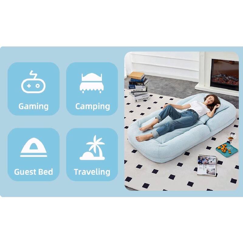 Folding Sofa Chair with 5 Adjustable Positions, Plush Floor Lounge Chair