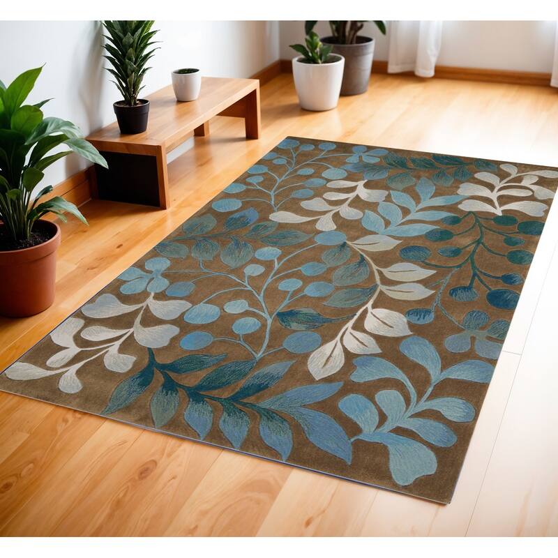 Cebi Stain Resistant Area Rug By HomeRoots - 66' X '42' X '0.5 - Natural/Criss Cross - Rectangle