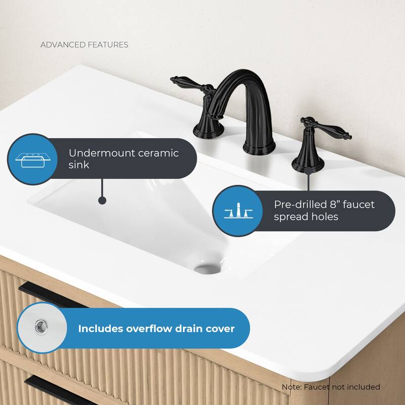 OVE Xander Bathroom Vanity with White Engineered Stone Top