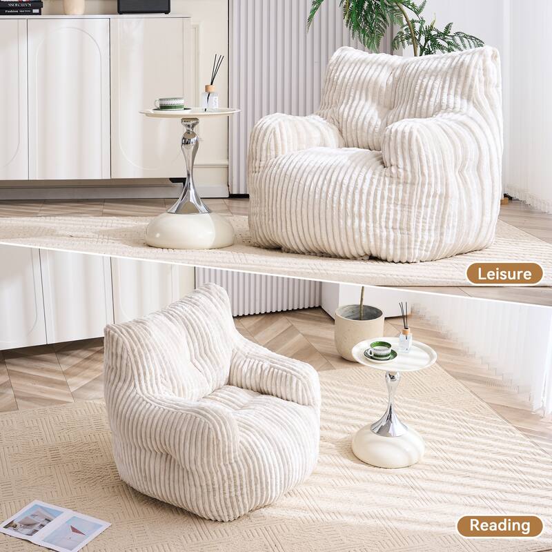 Soft Fluffy Corduroy Fabric Bean Bag Chair Filled With Memory Sponge