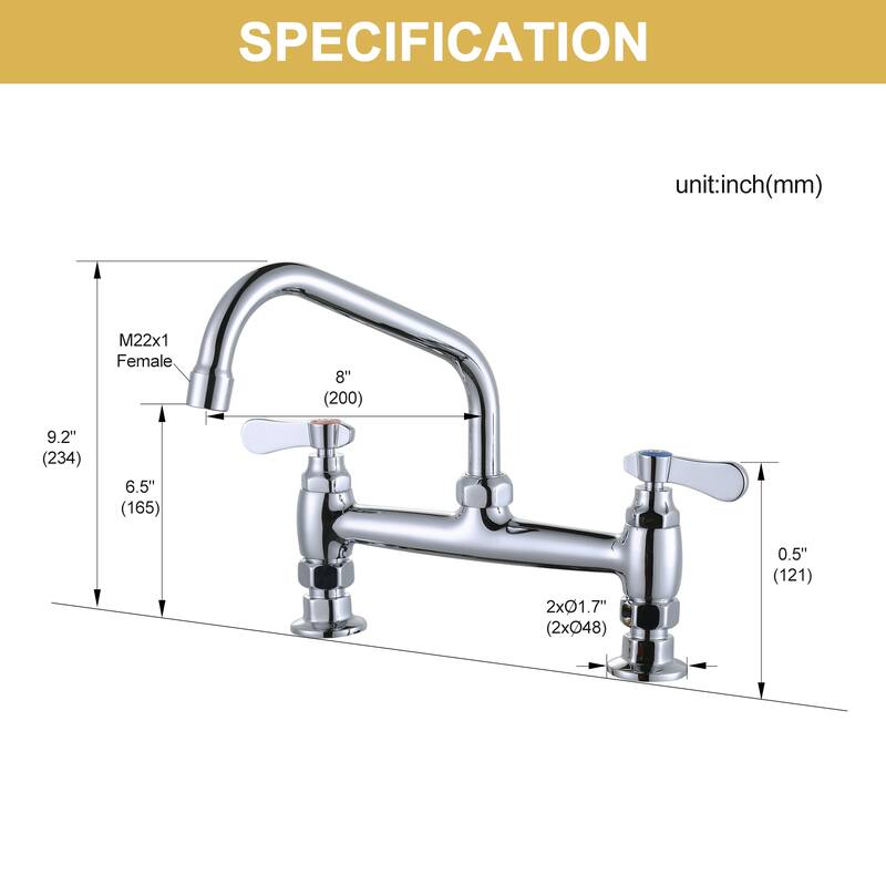 WOWOW Minimalist Bridge-Style Desk-Mounted Dual-Handle Faucet
