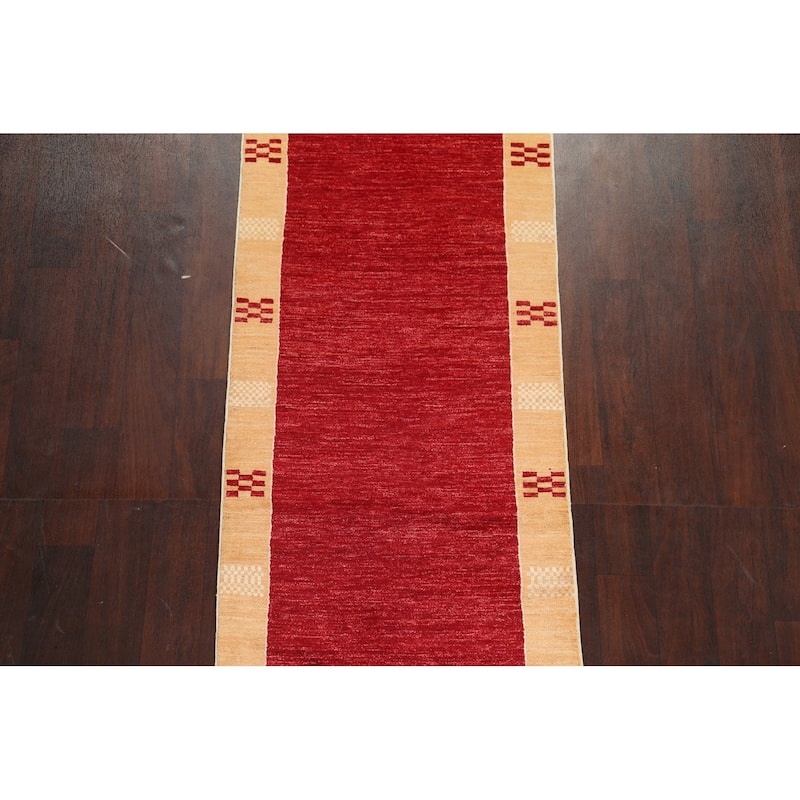 Gabbeh Kashkoli Oriental Hallway Runner Rug Wool Hand-knotted Carpet - 2'8" x 8'5"