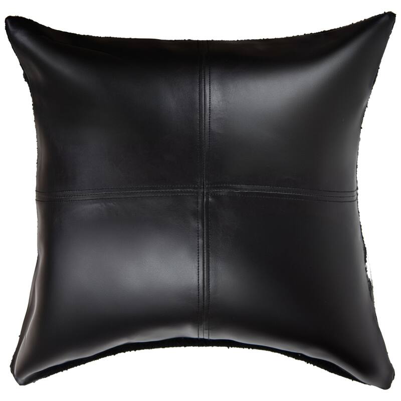Rizzy Home Vegan Leather Stitched Throw Pillow, 20x20
