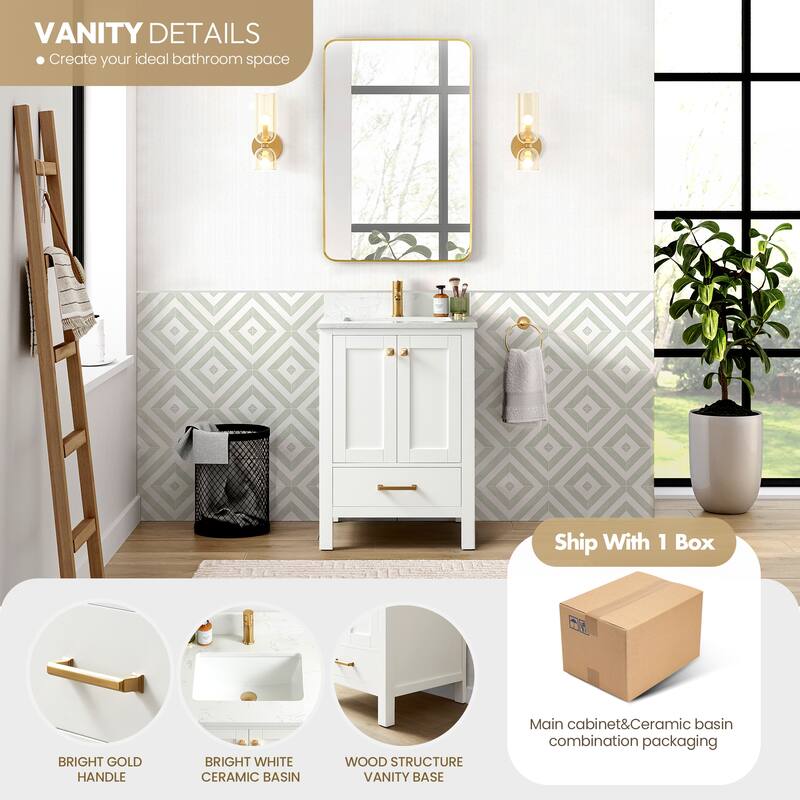Shannon 24" Single Vanity with Composite Stone Countertop without Mirror