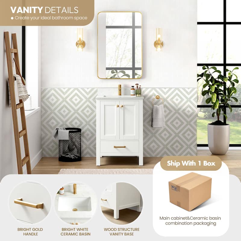 Shannon 24" Single Vanity with Composite Stone Countertop & Mirror