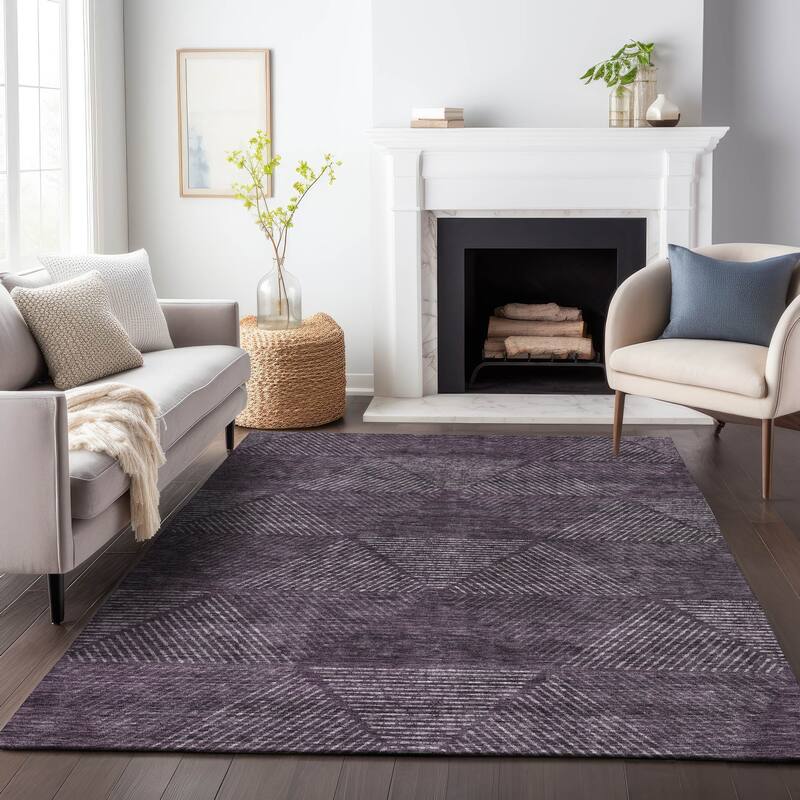 Machine Washable Indoor/ Outdoor Chantille Contemporary Prism Rug