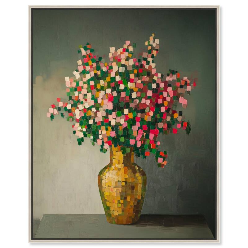 Pixel Bloom I Canvas by Art Remedy - Silver - 20" x 24"