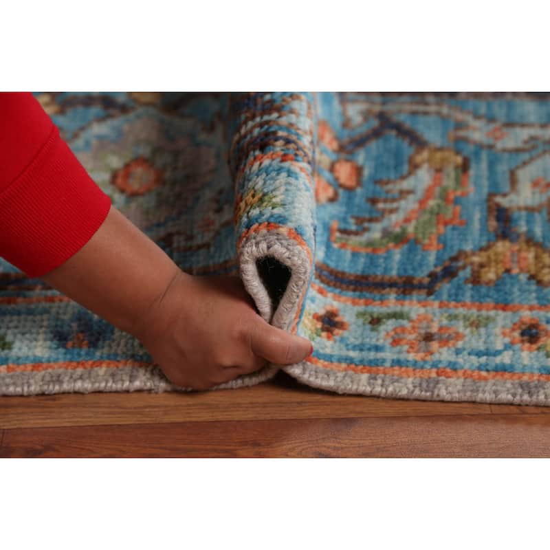 Floral Oushak Indian Area Rug Hand-Knotted Wool Carpet - 8'9" x 12'1"