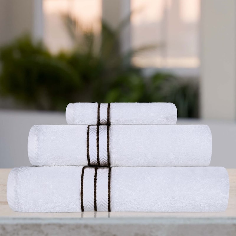Turkish Cotton 3 Piece Absorbent Heavyweight Towel Set by Superior - Chocolate