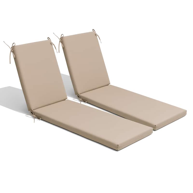 Outdoor Patio Chaise Lounge Cushion with Sunbrella - 2PC-80'' - Beige