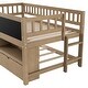preview thumbnail 17 of 22, Twin Size Loft Bed, Wood Low Loft Bed with Storage Shelves, Blackboard, Trundle and Ladder Wooden Bed Frame No Box Spring Needed