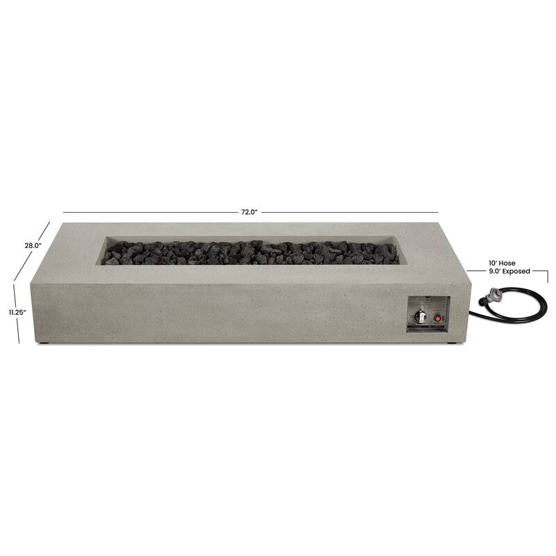Emery 72" Rectangle Propane Fire Table in Flint