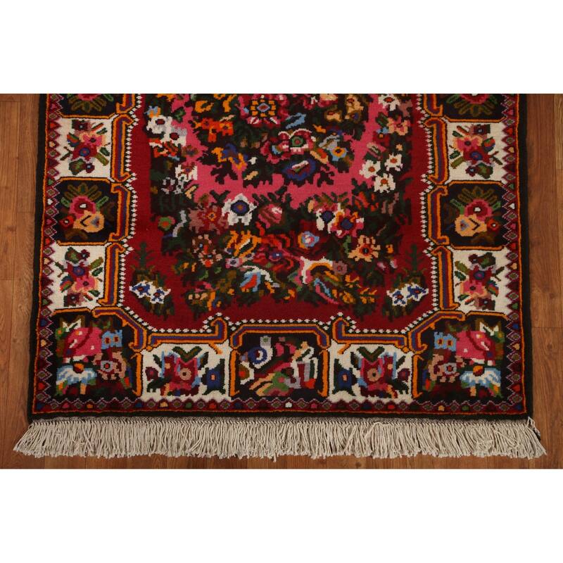Hand Knotted Oriental 100% Wool Carpet Traditional Floral Pink Bakhtiari Area Rug - 4' 10'' X 3' 6''