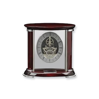 Curata Luxembourg Rosewood Finish and Chrome Trim Skeleton Dial Mantel Clock