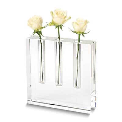 Curata Handcrafted Lead-Free Crystal Three Bud Vase - 1.5" x 7"