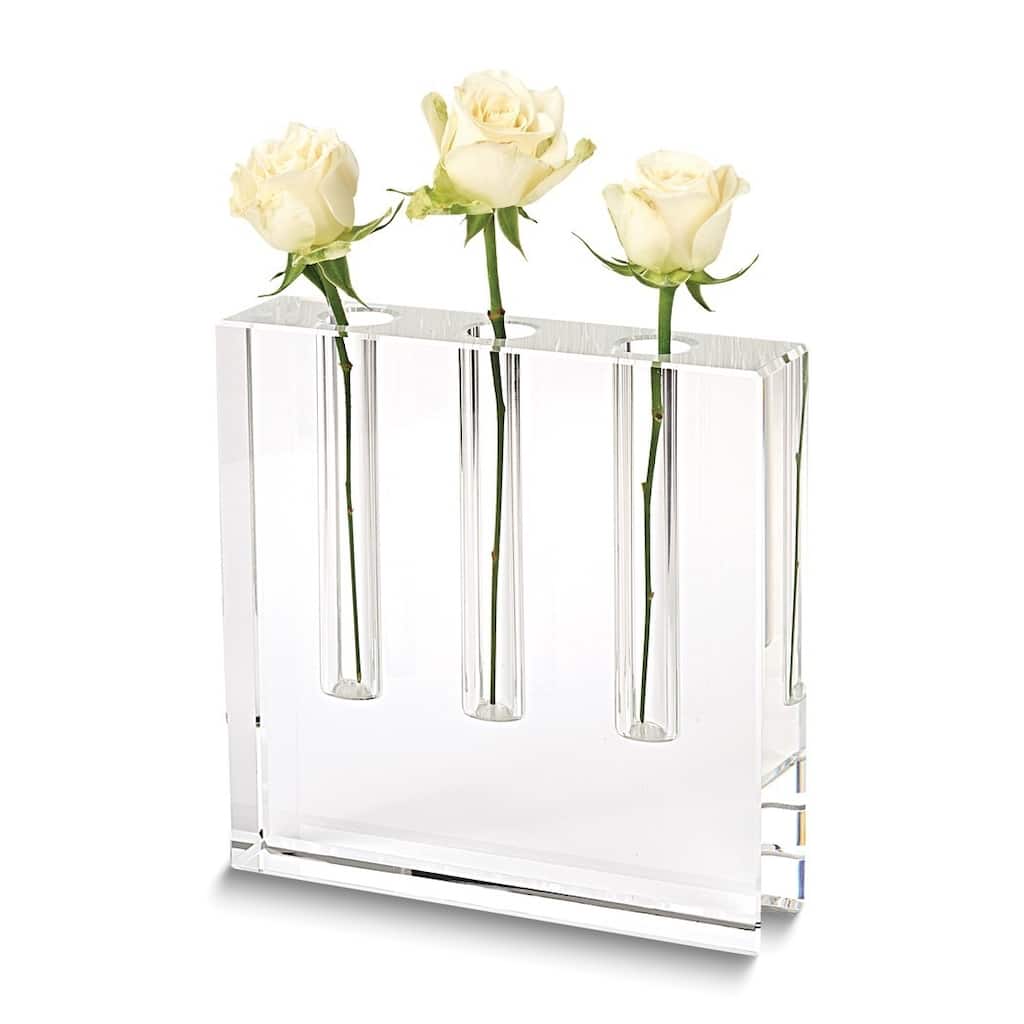 Curata Handcrafted Lead-Free Crystal Three Bud Vase - 1.5" x 7"