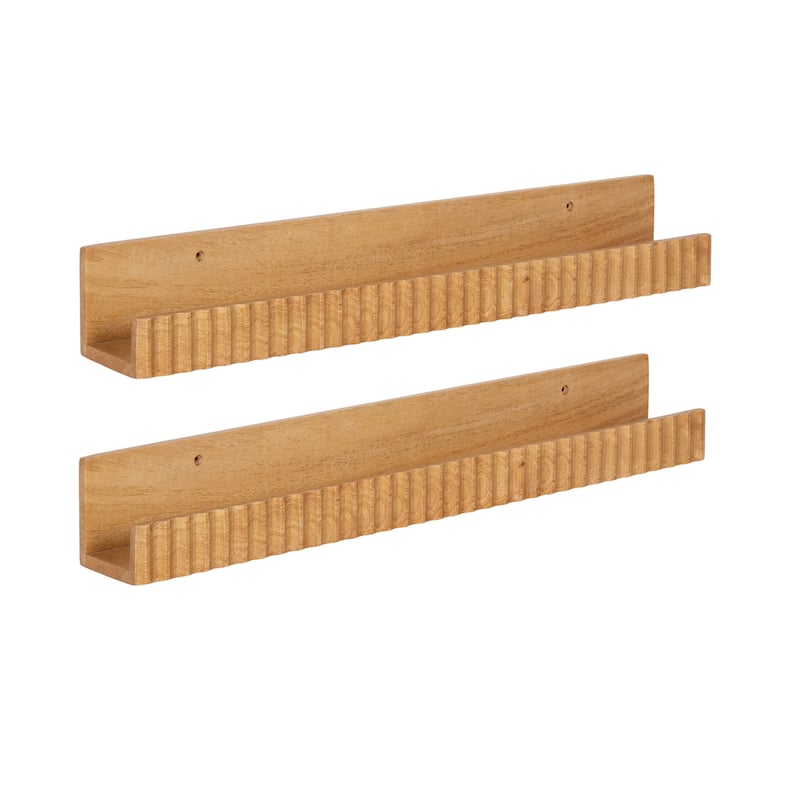 Kate and Laurel Furrow Ledge Shelf Set. - 2 Piece 24 Inch - Natural