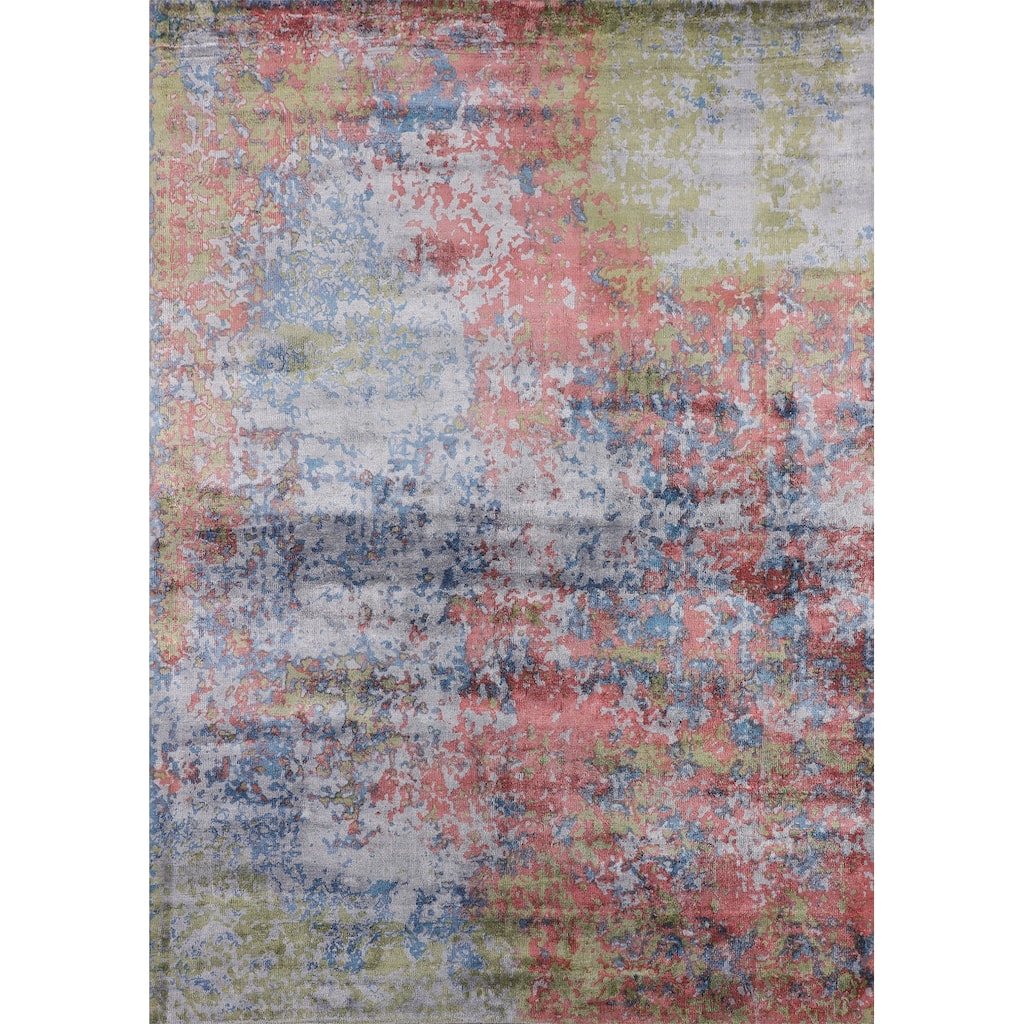 Contemporary Abstract Area Rug Handmade Oriental Wool Carpet - 6'0" X 7'9"
