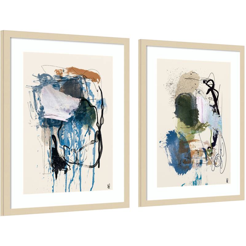 Twin Abstract Set 2 Piece by Dan Hobday Framed Wall Art Prints