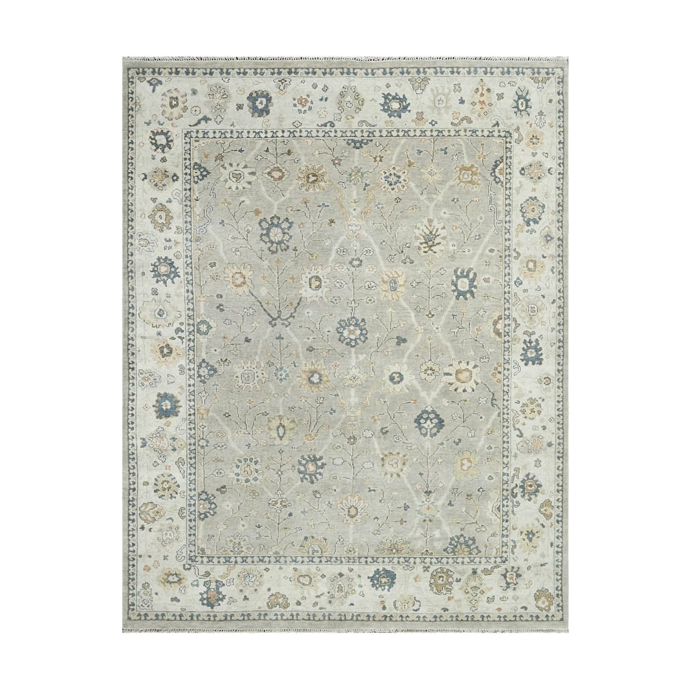 LoomBloom Multi Size Gray Hand Knotted Wool Oushak Rug