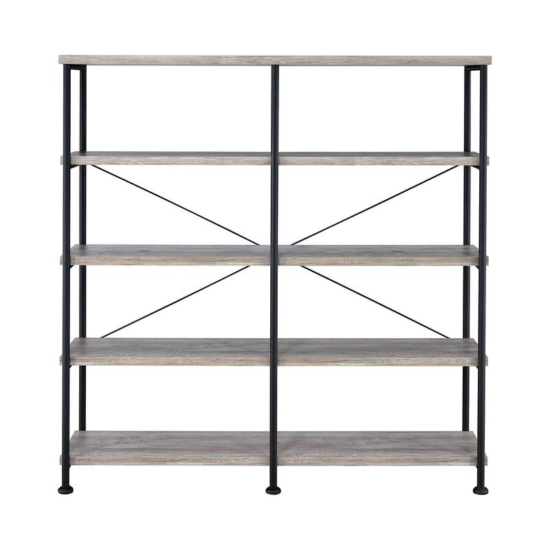 5-Tier Big Bookcase With Metal Frame in Grey