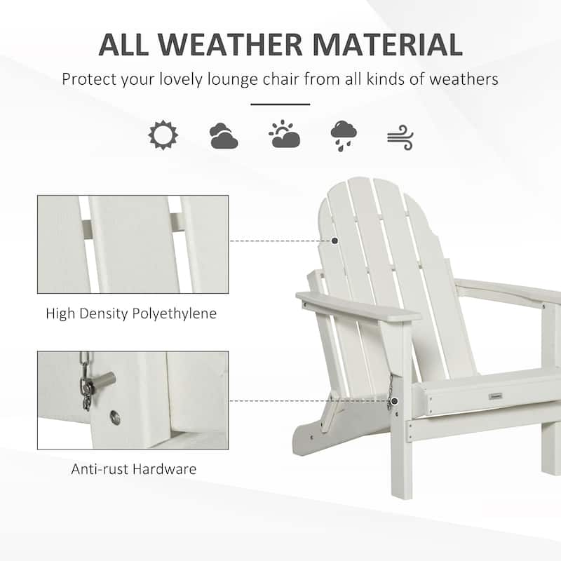Outsunny Folding Adirondack Chair, HDPE Outdoor All Weather Plastic Lounge Beach Chairs for Patio Deck and Lawn Furniture