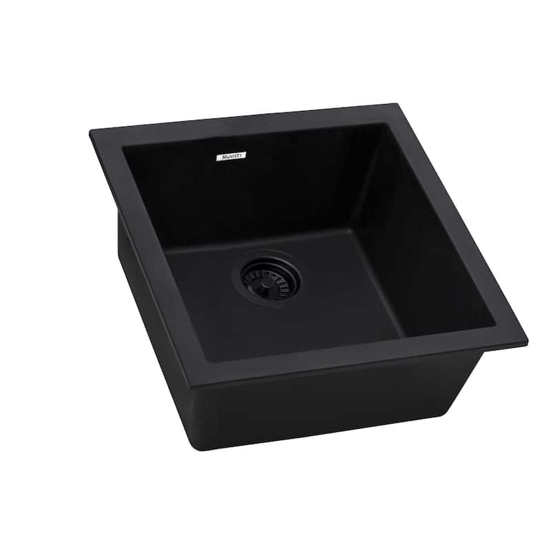 Ruvati 17 x 17 inch Granite Composite Undermount Bar Prep Sink - Midnight Black - RVG2018BK