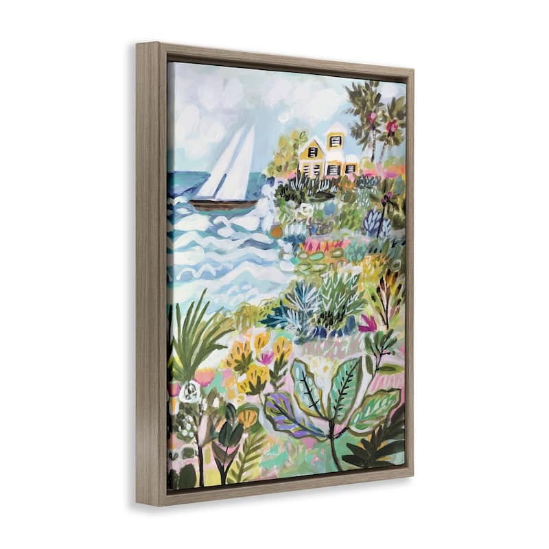 Stupell Abstract Nautical Scene Framed Floater Canvas Wall Art Design by Karen Fields