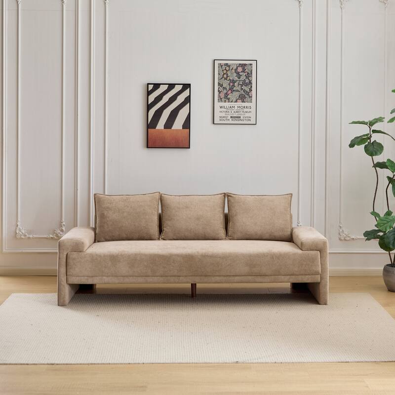 Modern Upholstered Velvet Sofa 3 Seater with Spring Cushion Support