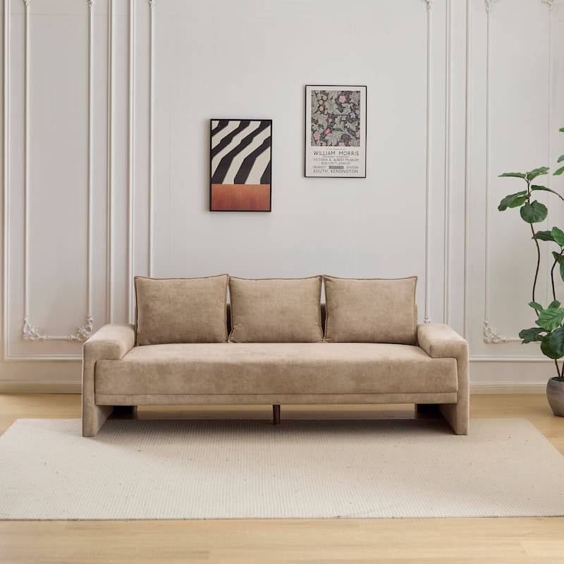 lgora Modern Upholstered 3-Seater Sofa with Wooden Frame Support