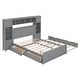 preview thumbnail 4 of 52, Full Size Wooden Bed with All-in-One Cabinet, Shelf, Sockets & Twin Trundle - Stylish and Functional in Grey