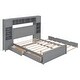 preview thumbnail 4 of 52, Solid and Safe,Full Size Wooden Bed With All in One Cabinet, Shelf and Sockets,Twin Size Trundle