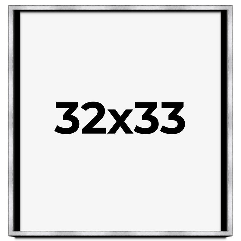 32x33 Shadow Box Frame Silver | 1.375 Inches Deep Real Wood