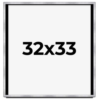 32x33 Shadow Box Frame Silver | 1.375 Inches Deep Real Wood