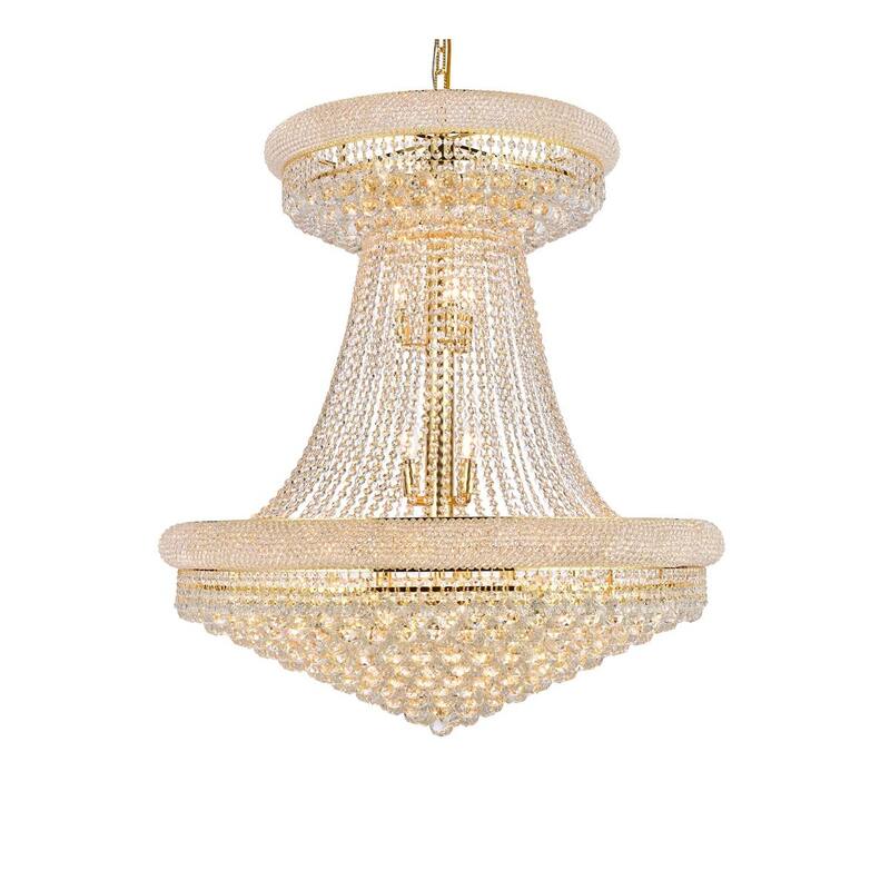 Elegant Lighting Gold Royal-cut 36-inch Crystal Clear Large Hanging Chandelier