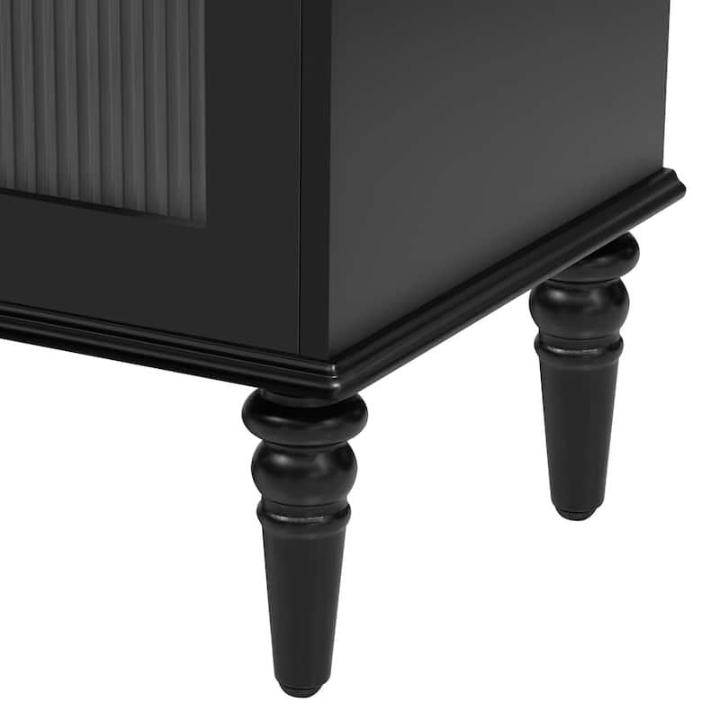 Retro TV Stand for TVs up to 75 Inches with Fluted Glass Doors - 68.8" D x 15.6" W x 23" H