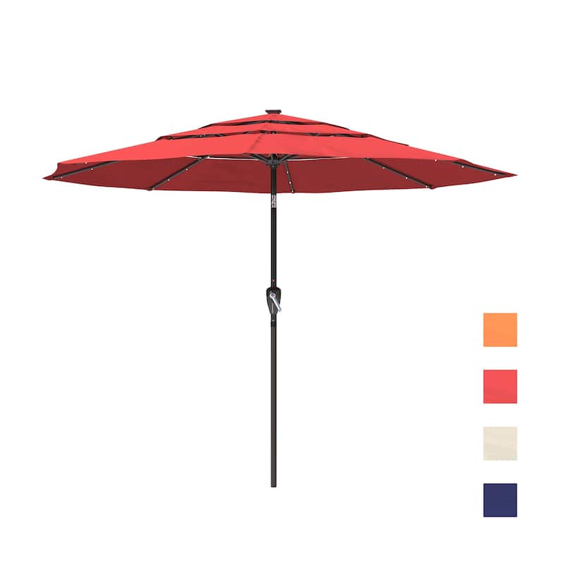 11-Ft Market Patio Umbrella with LED(Navy)