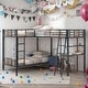 preview thumbnail 1 of 10, Twin over Twin L-Shaped Bunk Bed with Twin Size Loft Bed with Desk and Built-in Shelves,Modern Design,Easy Assembly,Brown Brown