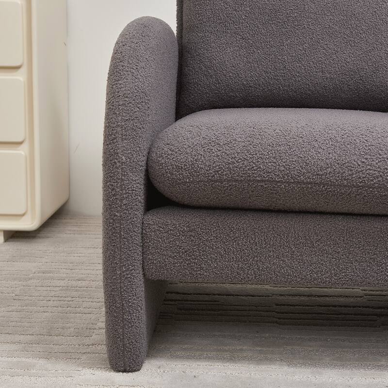 Lamb Fabric Accent Chair With Solid Wood Frame