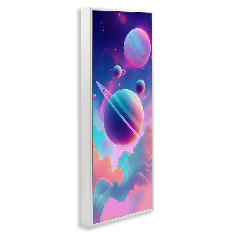 Stupell Pastel Clouds with Planets Framed Giclee Art Design By Wumples